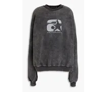 Embroidered mélange cotton-fleece sweatshirt - Gray