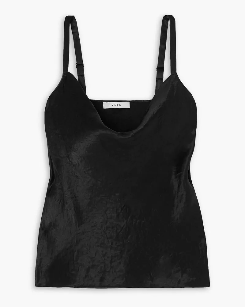 Vince Draped crinkled-satin camisole - Black Black