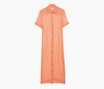 Silk-crepon midi shirt dress - Orange