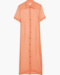 Dries van Noten Silk-crepon midi shirt dress - Orange Orange