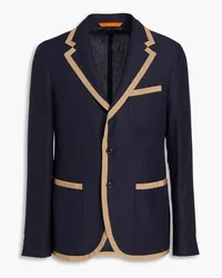 TOD'S Grosgrain-trimmed linen blazer - Blue Blue