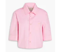 Cropped cotton-poplin shirt - Pink