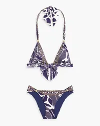 Camilla Embellished printed triangle bikini - Blue Blue