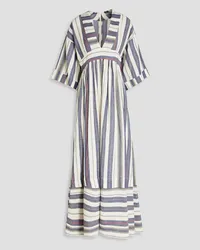 THREE GRACES Ferrers striped cotton-blend maxi dress - Blue Blue