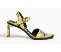 Michelle snake-effect leather sandals - Yellow