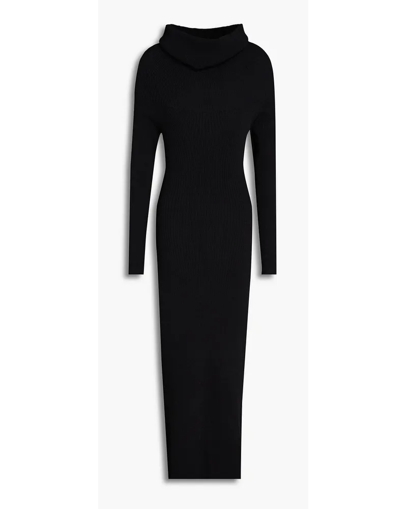 Autumn Cashmere Ribbed-knit midi dress - Black Black