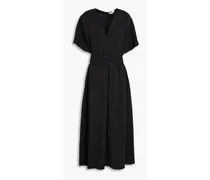 Pleated TENCEL™ Lyocell-twill midi dress - Black