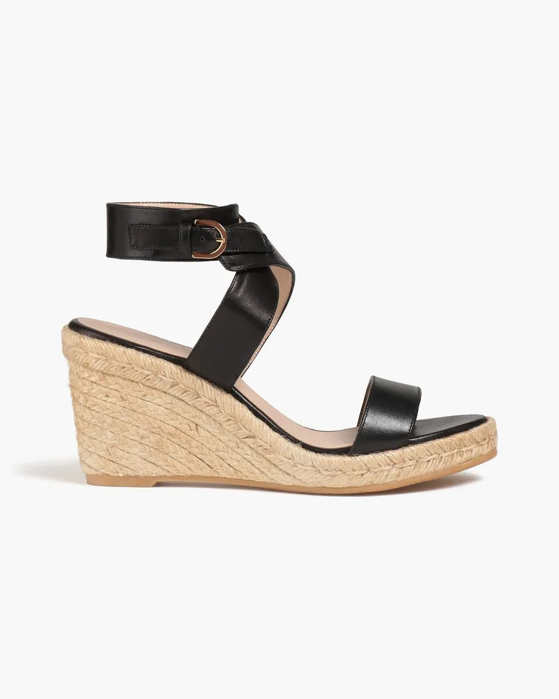 Stuart Weitzman Lexia leather espadrille wedge sandals - Black Black