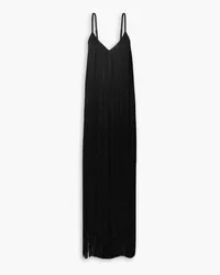 Alexander Wang Fringed grosgrain-trimmed tulle maxi dress - Black Black