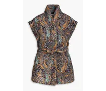 Elvis quilted padded paisley-print cotton vest - Blue