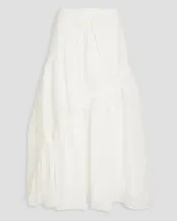 Sandro Tiered linen-blend gauze midi skirt - White White