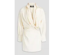 Agui draped cotton mini dress - White
