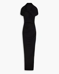 NICHOLAS Charmaine twist-front stretch-crepe hooded gown - Black Black