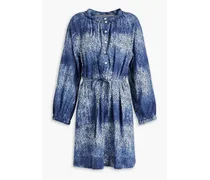 Floral-print cotton-poplin shirt dress - Blue