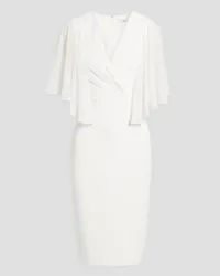 Badgley Mischka Wrap-effect chiffon-paneled crepe dress - White White