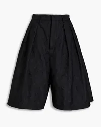 RED Valentino Pleated satin-jacquard shorts - Black Black