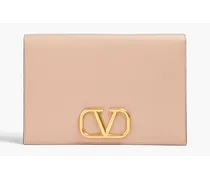 VLOGO pebbled-leather clutch - Neutral