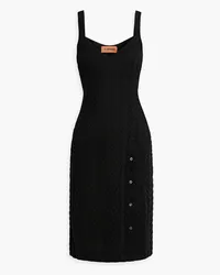 Missoni Button-detailed crochet-knit cotton-blend dress - Black Black