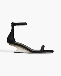 Rick Owens Cantilever 45 calf hair wedge sandals - Black Black