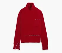 Embroidered wool turtleneck sweater - Red