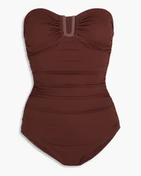 Zimmermann Ruched bandeau swimsuit - Brown Brown