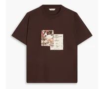 Kjerag appliquéd cotton-jersey T-shirt - Brown