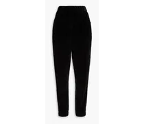 Cotton-corduroy tapered pants - Black