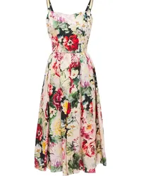 Dolce & Gabbana Gathered floral-print silk-organza midi dress - Pink Pink