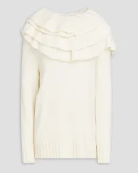 Valentino Garavani Ruffled wool and cashmere-blend sweater - White White