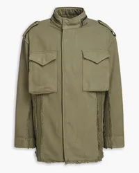 John Elliott + Co Frayed cotton-twill and canvas jacket - Green Green