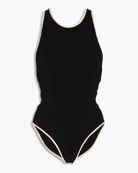 Lisa Marie Fernandez Button-embellished stretch-crepe swimsuit - Black Black