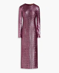 Missoni Metallic crochet-knit wool-blend midi dress - Burgundy Burgundy