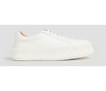 Leather and rubber platform sneakers - White