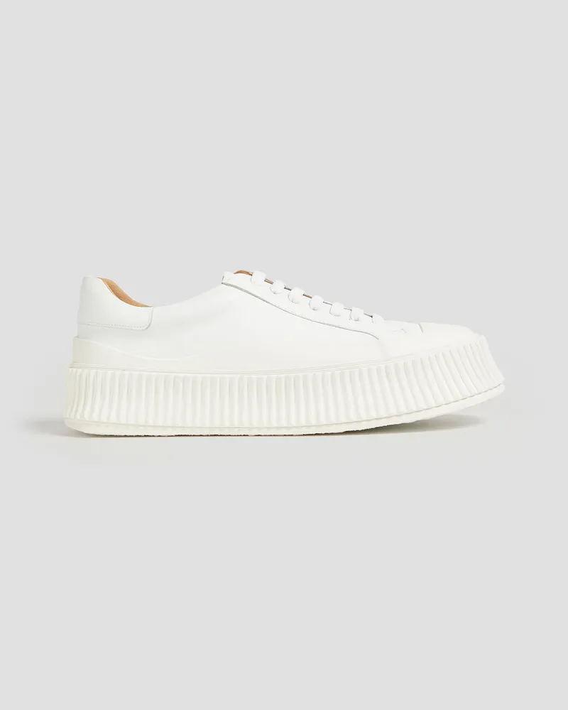 Jil Sander Leather and rubber platform sneakers - White White