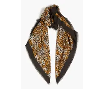 Leopard-print modal and silk-blend twill scarf - Animal print - OneSize