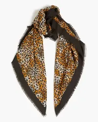 Maje Leopard-print modal and silk-blend twill scarf - Animal print - OneSize Animal