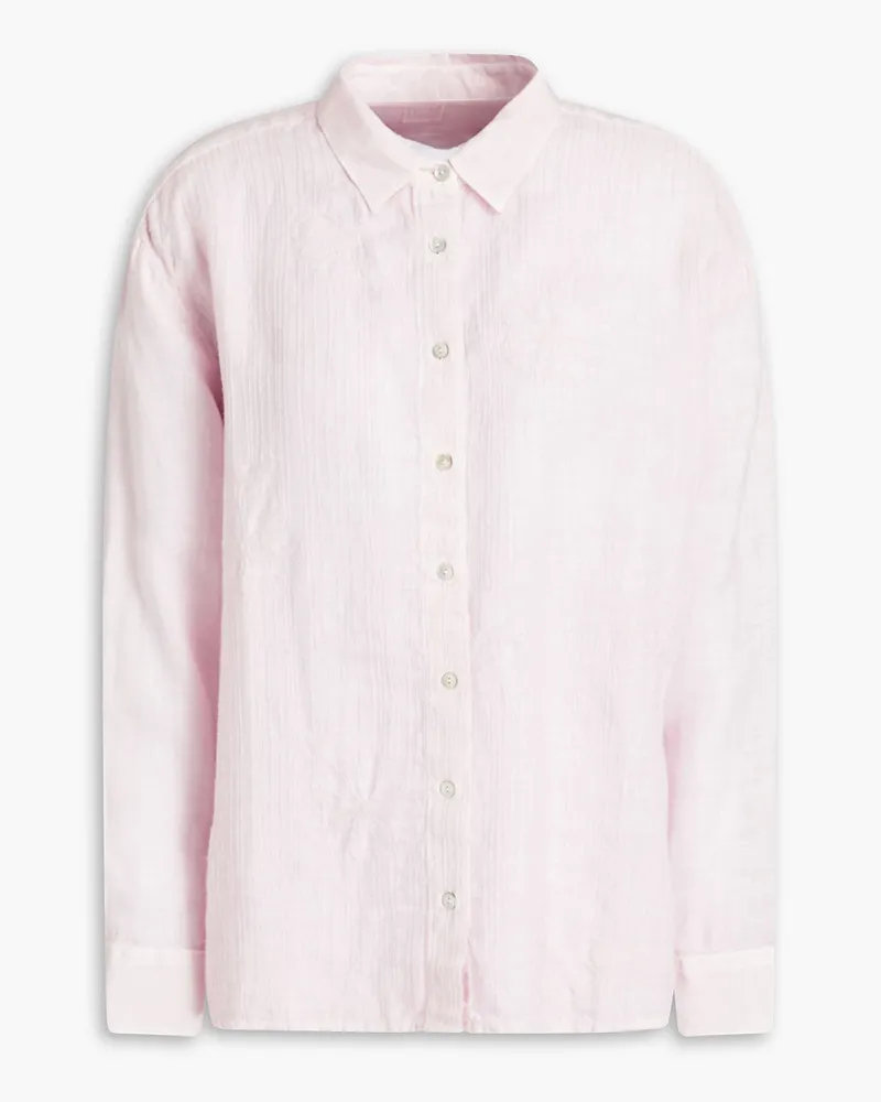 120% Lino Embroidered linen shirt - Pink Pink