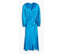 Aggie satin-crepe wrap dress - Blue