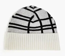 Alexis jacquard-knit merino wool and cashmere-blend beanie - White