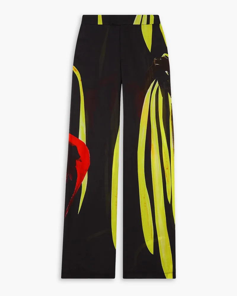 Louisa Ballou Printed voile wide-leg pants - Black Black