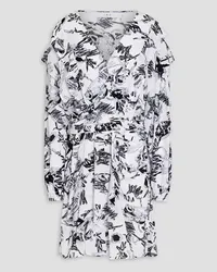 IRO Wrap-effect printed crepe de chine mini dress - White White