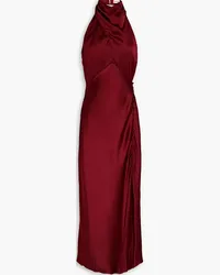 NICHOLAS Aline cutout silk-satin halterneck midi dress - Burgundy Burgundy