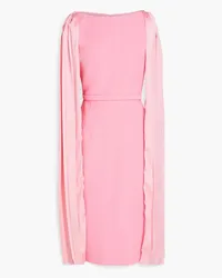 Safiyaa Essiah pleated satin-paneled crepe midi dress - Pink Pink