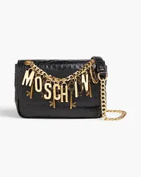 Moschino Embellished croc-effect leather shoulder bag - Black Black