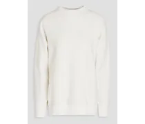 Waffle-knit cotton and cashmere-blend sweater - White