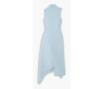Asymmetric ribbed cotton turtleneck dress - Blue