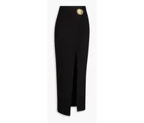 Amal embellished wrap-effect jersey maxi skirt - Black