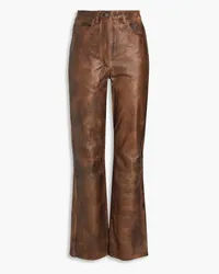 ROTATE Birger Christensen Leather straight-leg pants - Brown Brown