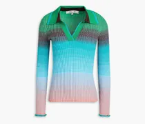 Desreen metallic dégradé ribbed cotton-blend polo sweater - Green