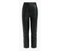 Lulu leather straight-leg pants - Black